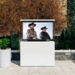 Outdoor Hidden TV Lift Cabinet | White Shiplap | Up to 55" TV