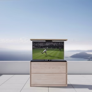 ARLO | Outdoor Hidden TV Lift Cabinet | White Oak - Up to 55" TV