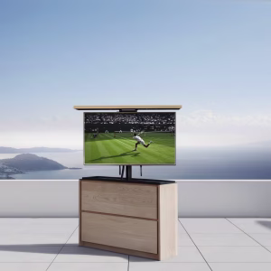 ARLO | Outdoor Hidden TV Lift Cabinet | White Oak - Up to 65" TV